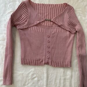 Pink Ribbed Women's Sweater